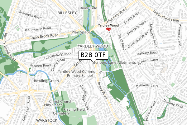 B28 0TF map - small scale - OS Open Zoomstack (Ordnance Survey)