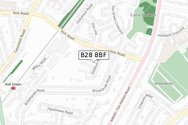 B28 8BF map - large scale - OS Open Zoomstack (Ordnance Survey)