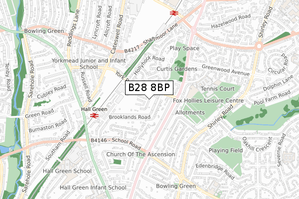 B28 8BP map - small scale - OS Open Zoomstack (Ordnance Survey)