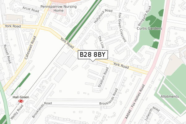 B28 8BY map - large scale - OS Open Zoomstack (Ordnance Survey)