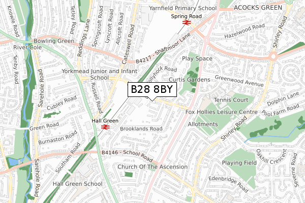 B28 8BY map - small scale - OS Open Zoomstack (Ordnance Survey)