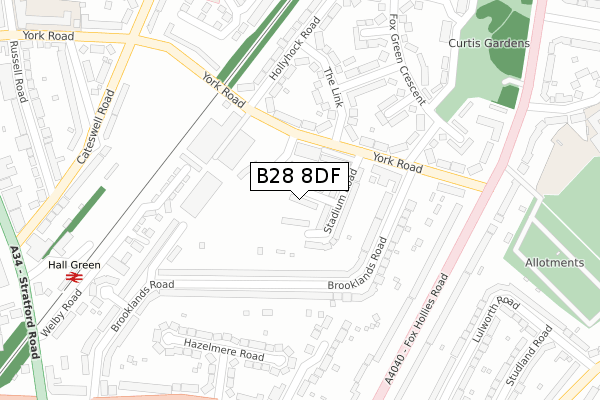 B28 8DF map - large scale - OS Open Zoomstack (Ordnance Survey)