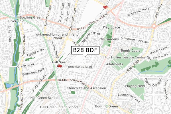 B28 8DF map - small scale - OS Open Zoomstack (Ordnance Survey)