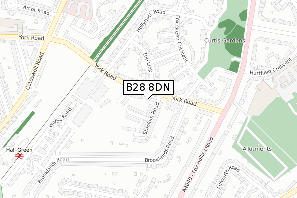 B28 8DN map - large scale - OS Open Zoomstack (Ordnance Survey)