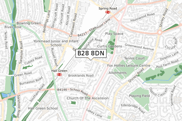 B28 8DN map - small scale - OS Open Zoomstack (Ordnance Survey)