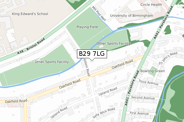 B29 7LG map - large scale - OS Open Zoomstack (Ordnance Survey)