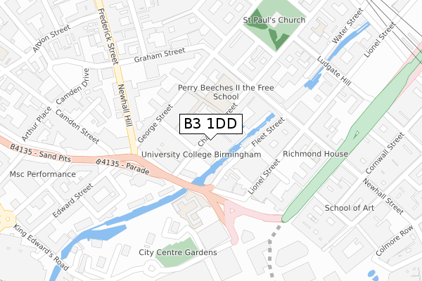 B3 1DD map - large scale - OS Open Zoomstack (Ordnance Survey)