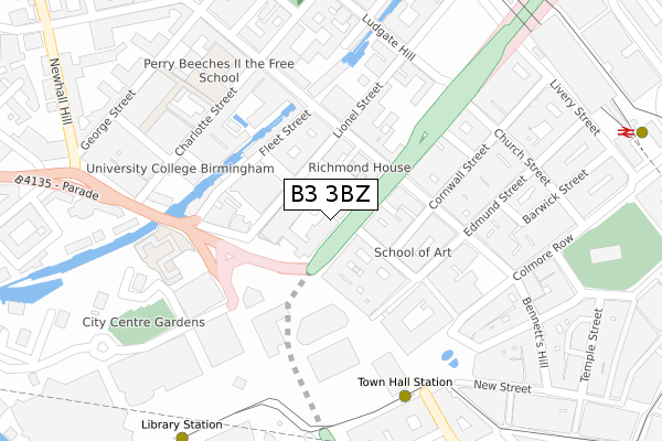 B3 3BZ map - large scale - OS Open Zoomstack (Ordnance Survey)