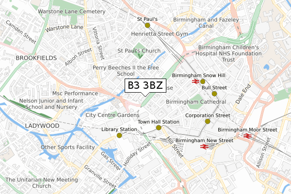 B3 3BZ map - small scale - OS Open Zoomstack (Ordnance Survey)