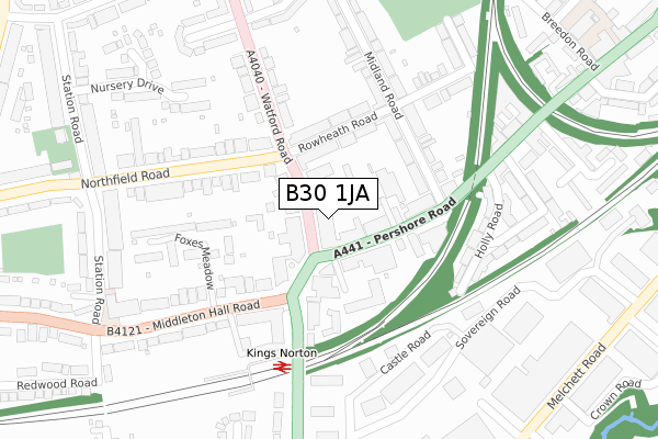 B30 1JA map - large scale - OS Open Zoomstack (Ordnance Survey)