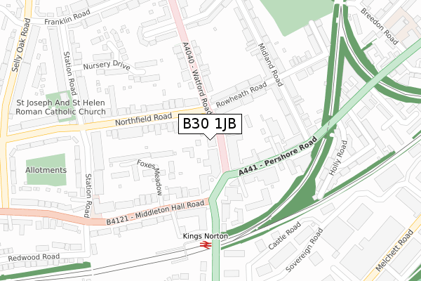 B30 1JB map - large scale - OS Open Zoomstack (Ordnance Survey)