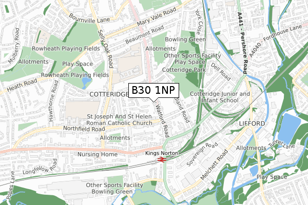 B30 1NP map - small scale - OS Open Zoomstack (Ordnance Survey)