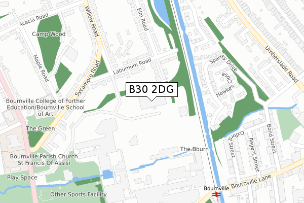 B30 2DG map - large scale - OS Open Zoomstack (Ordnance Survey)