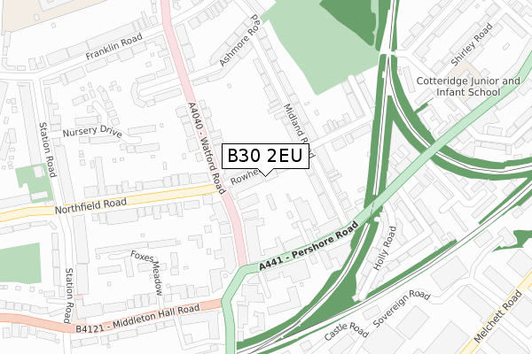 B30 2EU map - large scale - OS Open Zoomstack (Ordnance Survey)