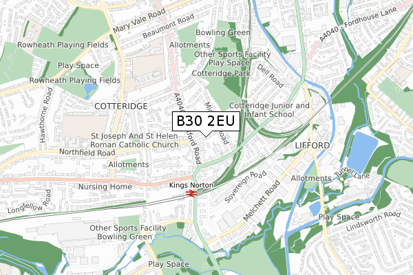 B30 2EU map - small scale - OS Open Zoomstack (Ordnance Survey)