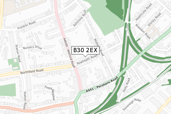 B30 2EX map - large scale - OS Open Zoomstack (Ordnance Survey)