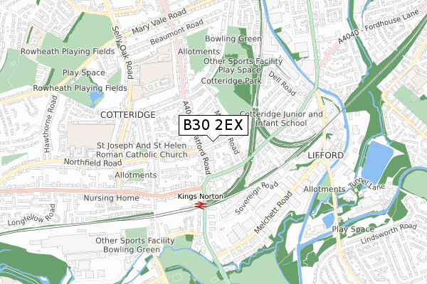 B30 2EX map - small scale - OS Open Zoomstack (Ordnance Survey)