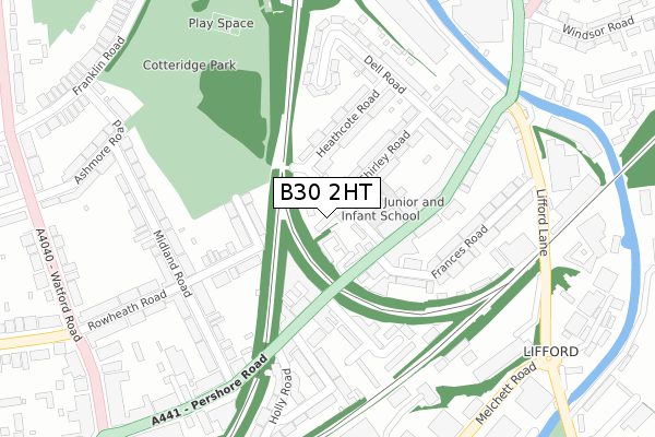 B30 2HT map - large scale - OS Open Zoomstack (Ordnance Survey)