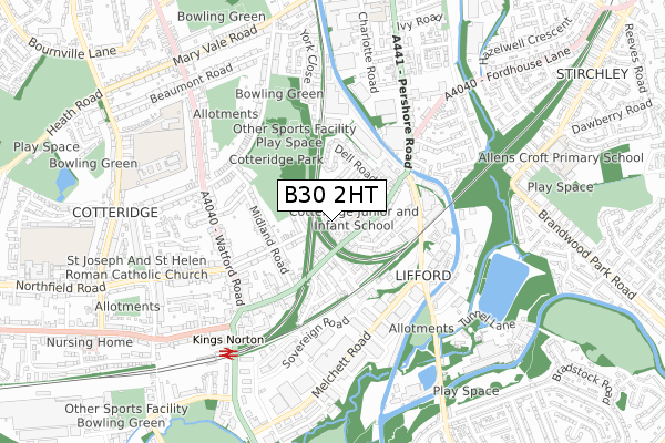 B30 2HT map - small scale - OS Open Zoomstack (Ordnance Survey)