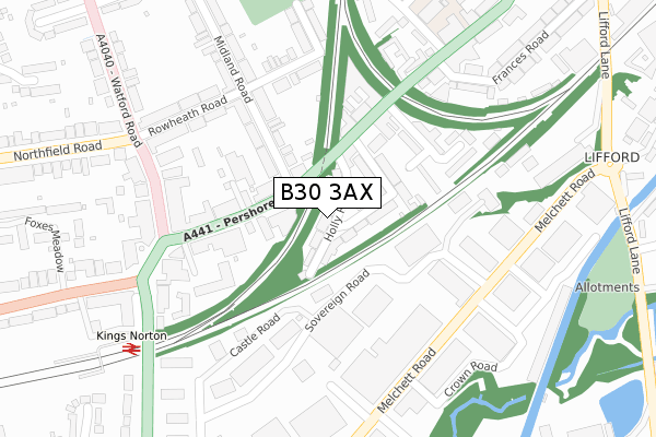 B30 3AX map - large scale - OS Open Zoomstack (Ordnance Survey)