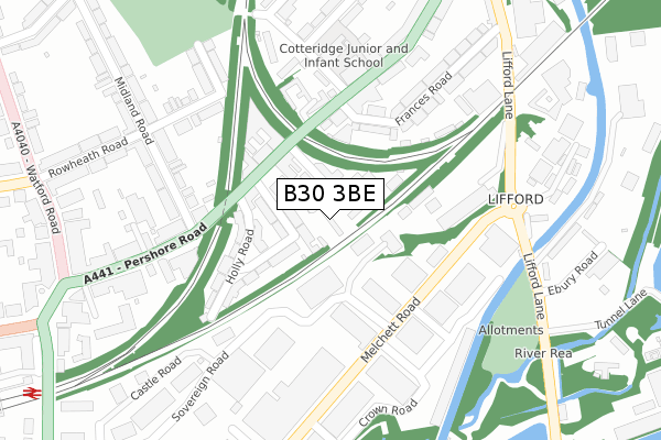 B30 3BE map - large scale - OS Open Zoomstack (Ordnance Survey)