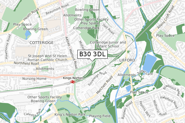 B30 3DL map - small scale - OS Open Zoomstack (Ordnance Survey)