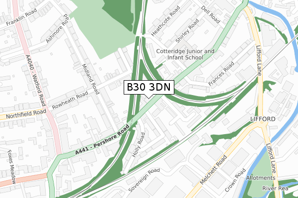 B30 3DN map - large scale - OS Open Zoomstack (Ordnance Survey)