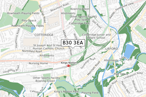 B30 3EA map - small scale - OS Open Zoomstack (Ordnance Survey)