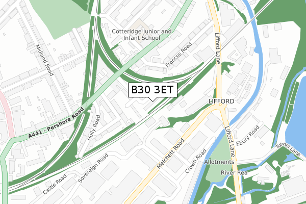 B30 3ET map - large scale - OS Open Zoomstack (Ordnance Survey)