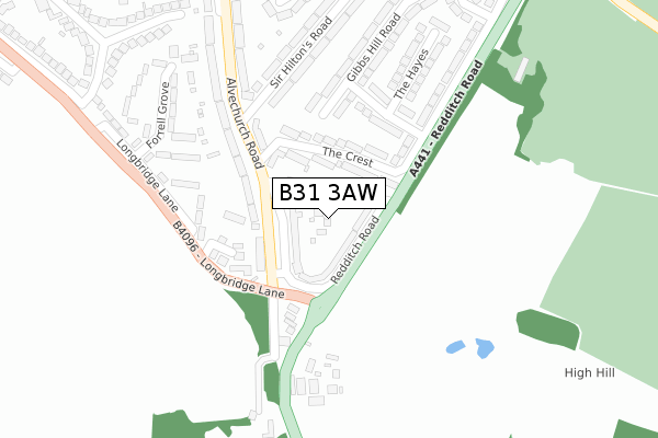 B31 3AW map - large scale - OS Open Zoomstack (Ordnance Survey)