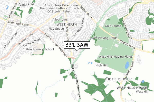 B31 3AW map - small scale - OS Open Zoomstack (Ordnance Survey)