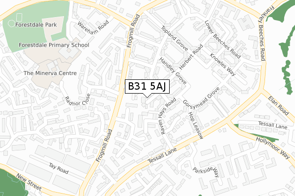 B31 5AJ map - large scale - OS Open Zoomstack (Ordnance Survey)