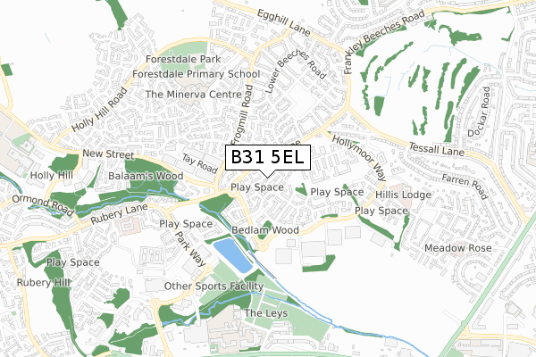 B31 5EL map - small scale - OS Open Zoomstack (Ordnance Survey)