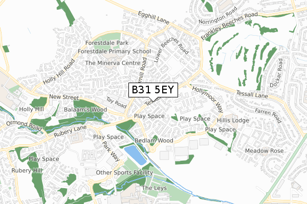 B31 5EY map - small scale - OS Open Zoomstack (Ordnance Survey)