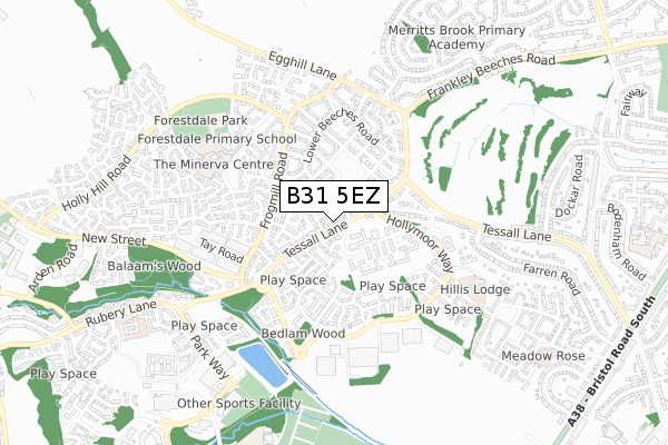 B31 5EZ map - small scale - OS Open Zoomstack (Ordnance Survey)