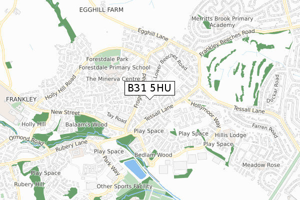 B31 5HU map - small scale - OS Open Zoomstack (Ordnance Survey)