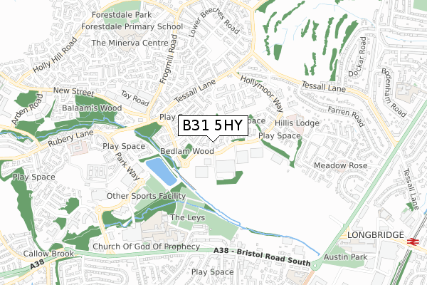 B31 5HY map - small scale - OS Open Zoomstack (Ordnance Survey)