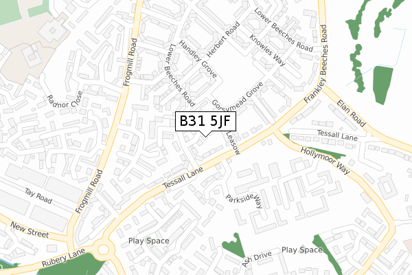 B31 5JF map - large scale - OS Open Zoomstack (Ordnance Survey)