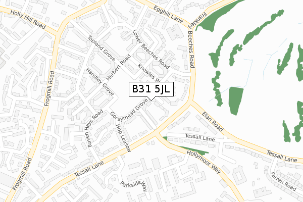 B31 5JL map - large scale - OS Open Zoomstack (Ordnance Survey)