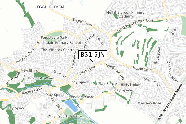 B31 5JN map - small scale - OS Open Zoomstack (Ordnance Survey)