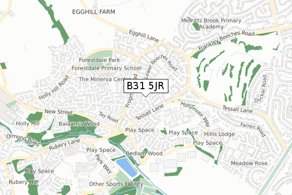 B31 5JR map - small scale - OS Open Zoomstack (Ordnance Survey)