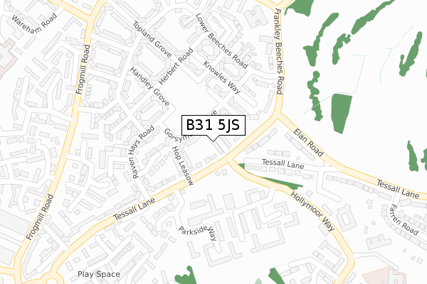 B31 5JS map - large scale - OS Open Zoomstack (Ordnance Survey)