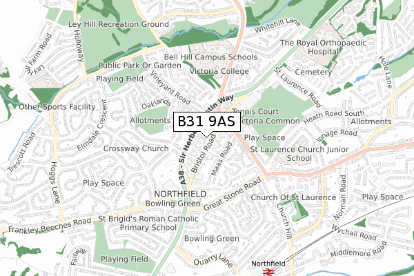 B31 9AS map - small scale - OS Open Zoomstack (Ordnance Survey)