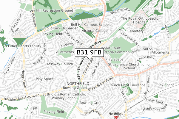 B31 9FB map - small scale - OS Open Zoomstack (Ordnance Survey)