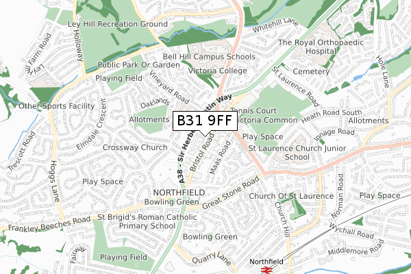 B31 9FF map - small scale - OS Open Zoomstack (Ordnance Survey)