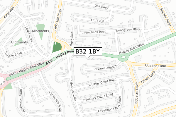 B32 1BY map - large scale - OS Open Zoomstack (Ordnance Survey)