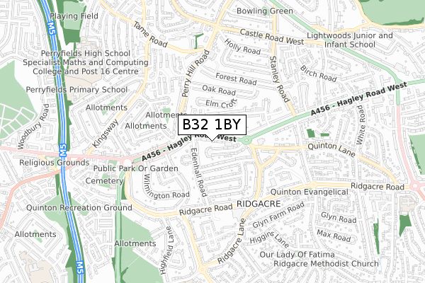 B32 1BY map - small scale - OS Open Zoomstack (Ordnance Survey)