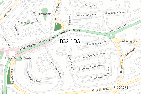 B32 1DA map - large scale - OS Open Zoomstack (Ordnance Survey)