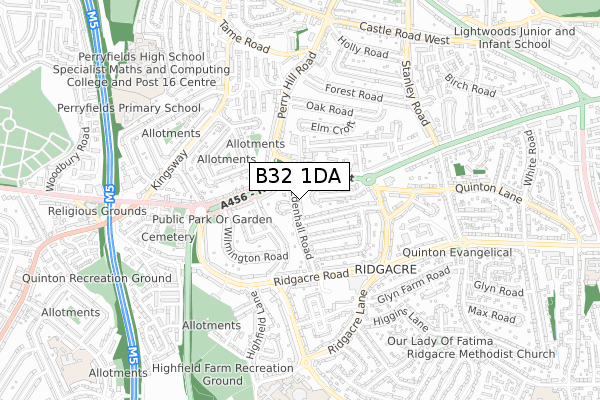 B32 1DA map - small scale - OS Open Zoomstack (Ordnance Survey)