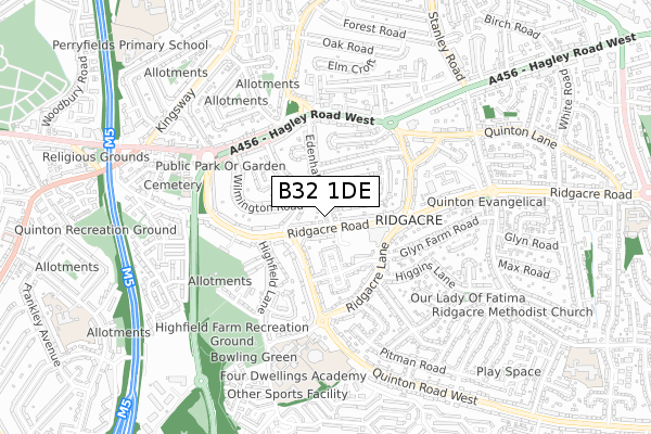 B32 1DE map - small scale - OS Open Zoomstack (Ordnance Survey)